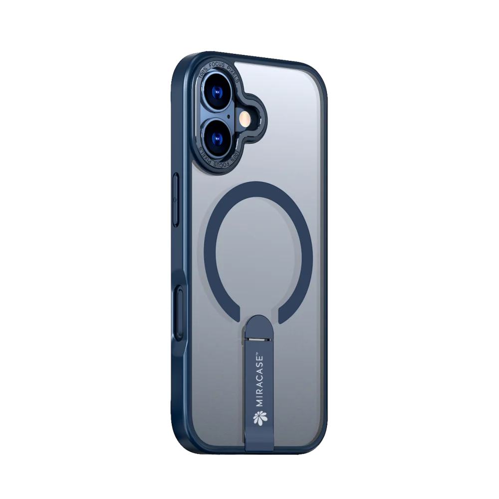כיסוי MAGSAFE ל-iPhone 17 בצבע כחול דגם MIRASTAND מבית Miracase כיסוי MAGSAFE ל-iPhone 17 בצבע כחול דגם MIRASTAND מבית Miracase