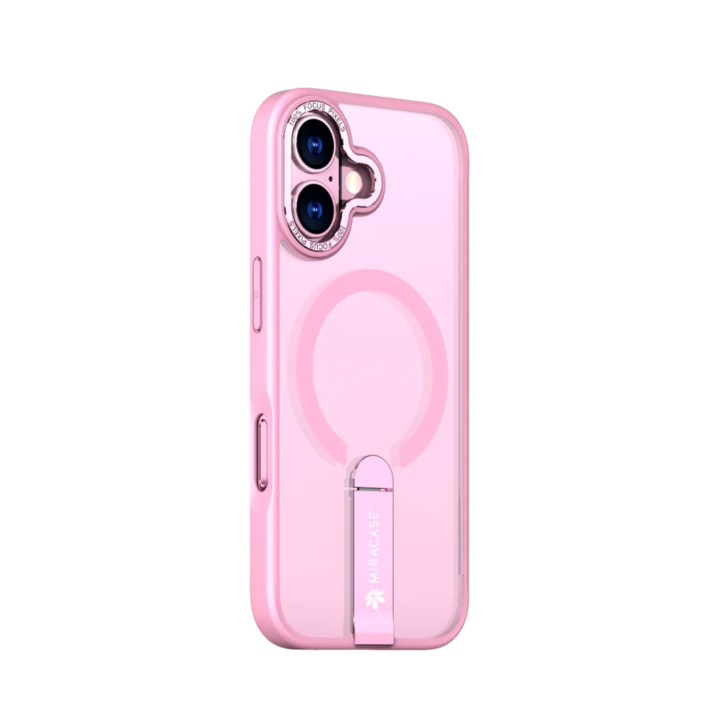 כיסוי MAGSAFE ל-iPhone 17 בצבע ורוד דגם MIRASTAND מבית Miracase כיסוי MAGSAFE ל-iPhone 17 בצבע ורוד דגם MIRASTAND מבית Miracase