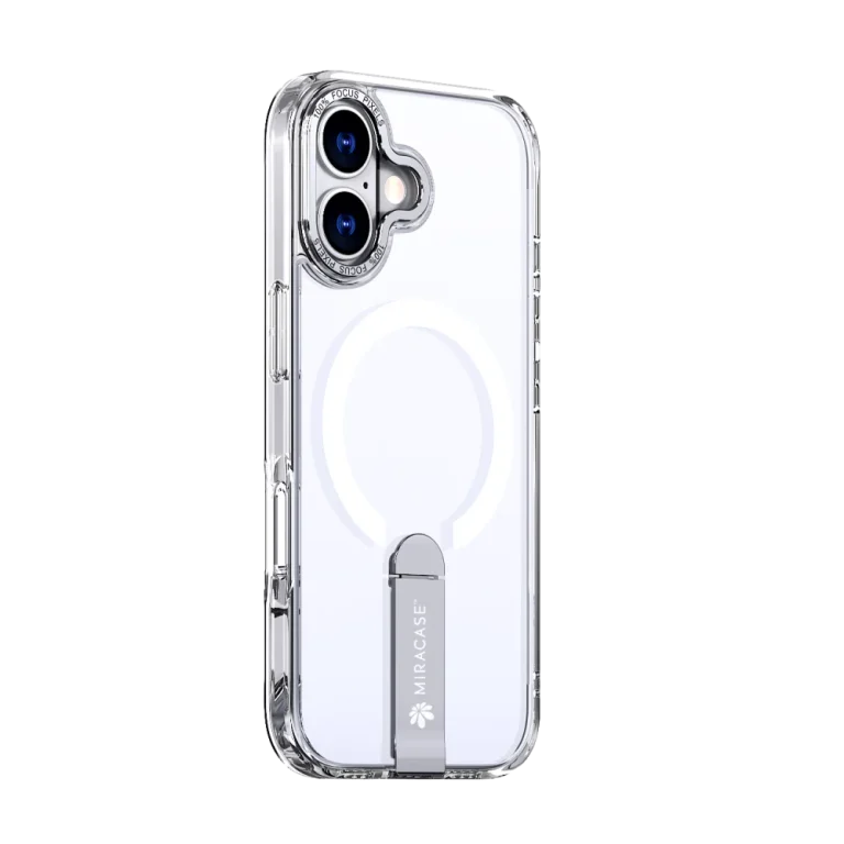 כיסוי MAGSAFE ל-iPhone 17 בצבע שקוף דגם MIRASTAND מבית Miracase