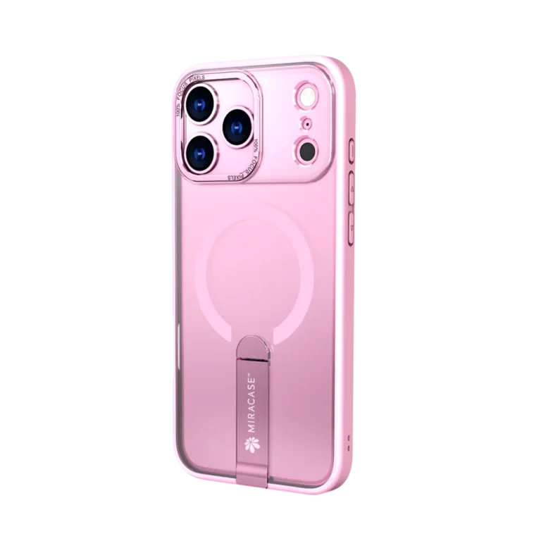 כיסוי MAGSAFE ל-iPhone 17 Pro בצבע ורוד דגם MIRASTAND מבית Miracase