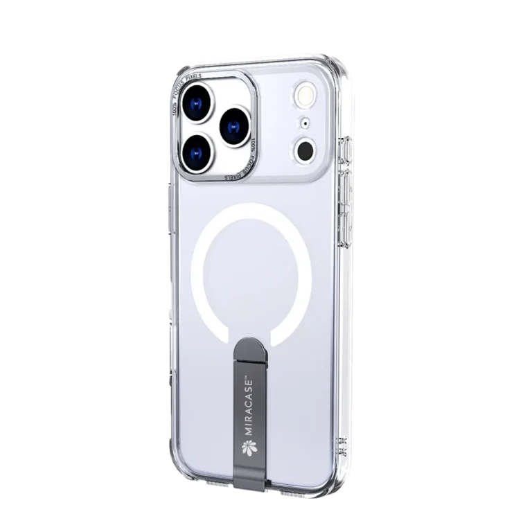 כיסוי MAGSAFE ל-iPhone 17 Pro בצבע שקוף דגם MIRASTAND מבית Miracase