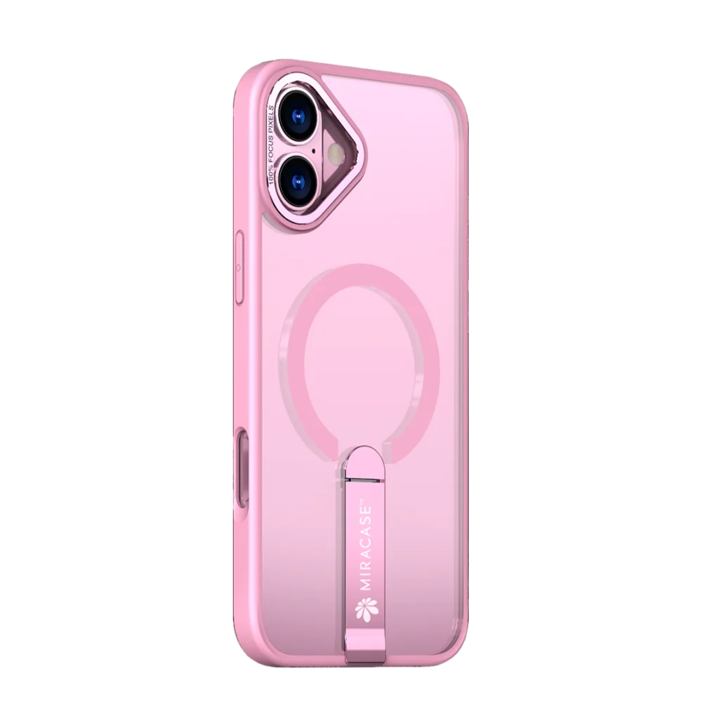 כיסוי MAGSAFE ל-iPhone 16 בצבע ורוד דגם MIRASTAND מבית Miracase כיסוי MAGSAFE ל-iPhone 16 בצבע ורוד דגם MIRASTAND מבית Miracase