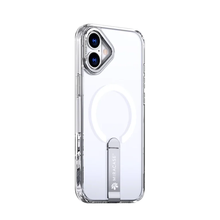 כיסוי MAGSAFE ל-iPhone 16  בצבע שקוף דגם MIRASTAND מבית Miracase