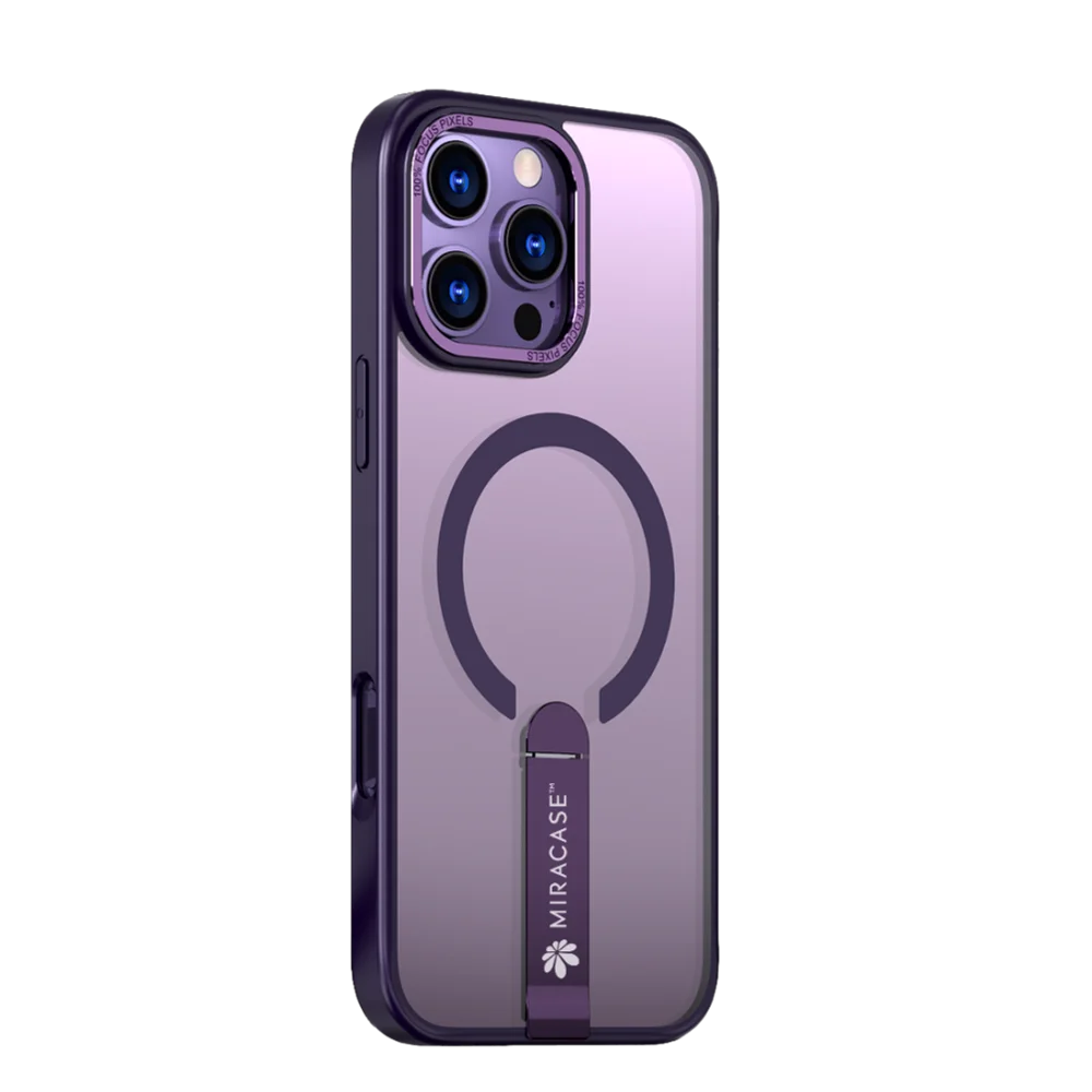 כיסוי MAGSAFE ל-iPhone 16 Pro בצבע סגול דגם MIRASTAND מבית Miracase כיסוי MAGSAFE ל-iPhone 16 Pro בצבע סגול דגם MIRASTAND מבית Miracase