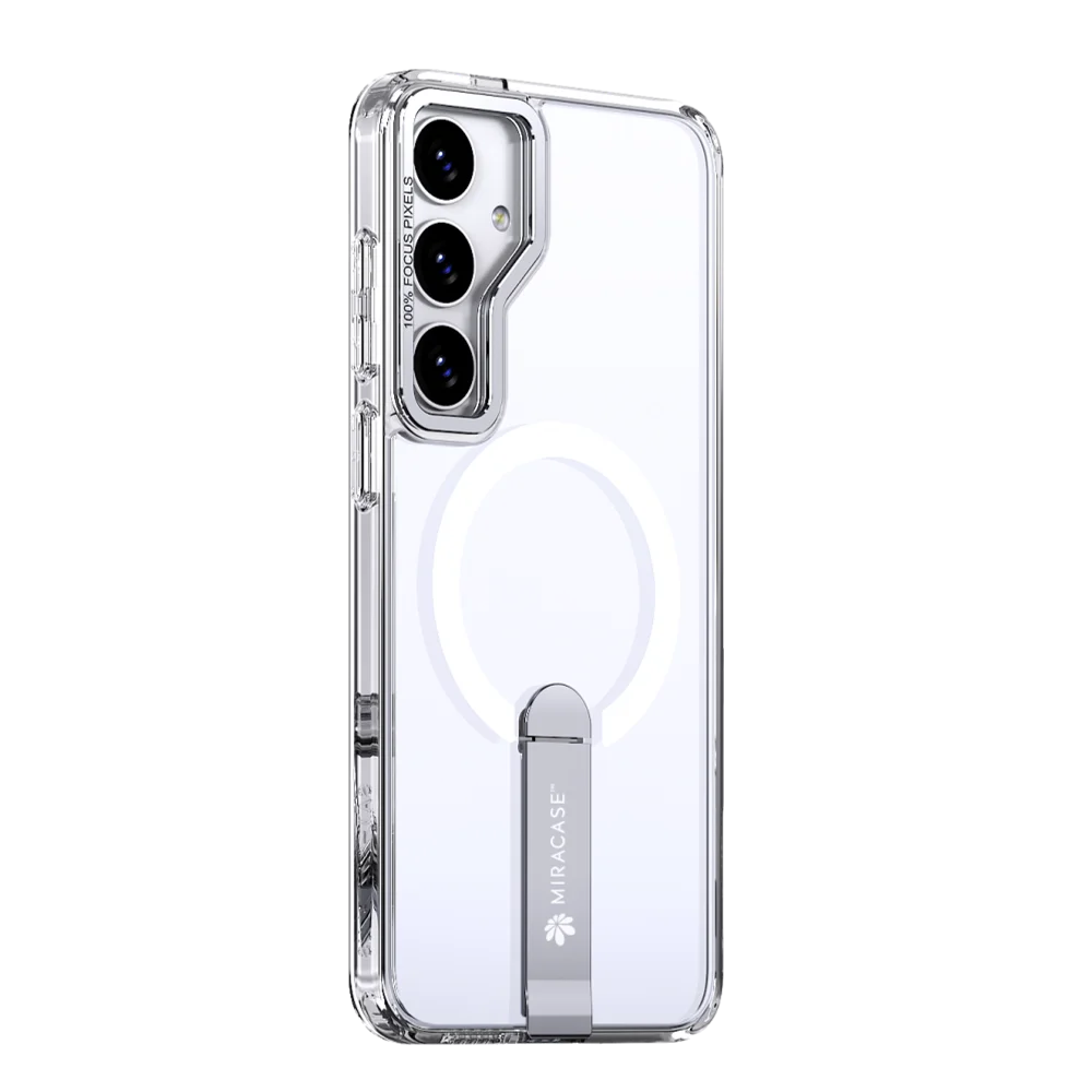 כיסוי MAGSAFE ל-Samsung S25 בצבע שקוף דגם MIRASTAND מבית Miracase כיסוי MAGSAFE ל-Samsung S25 בצבע שקוף דגם MIRASTAND מבית Miracase
