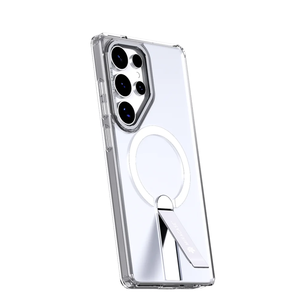 כיסוי MAGSAFE ל-Samsung S25 Ultra בצבע שקוף דגם MIRASTAND מבית Miracase כיסוי MAGSAFE ל-Samsung S25 Ultra בצבע שקוף דגם MIRASTAND מבית Miracase