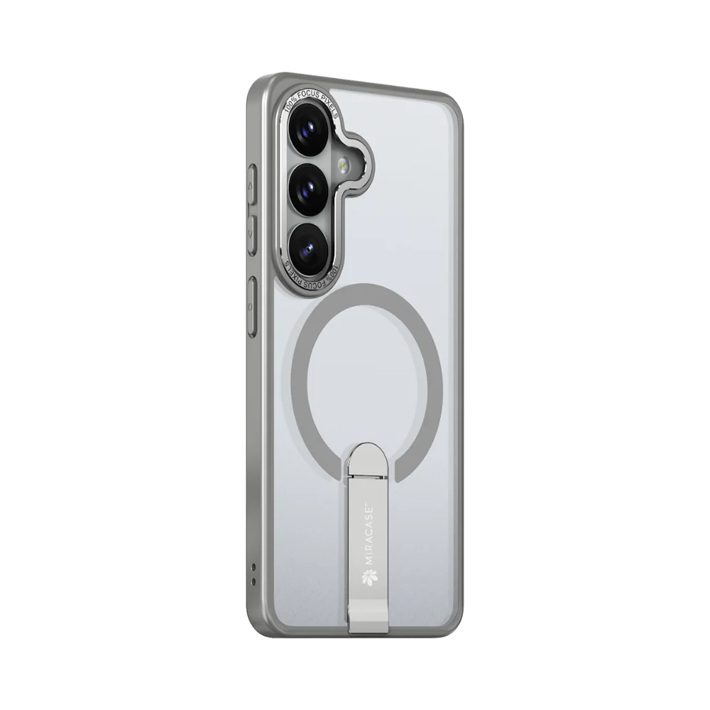כיסוי MAGSAFE ל-Samsung S26 בצבע אפור דגם MIRASTAND מבית Miracase כיסוי MAGSAFE ל-Samsung S26 בצבע אפור דגם MIRASTAND מבית Miracase
