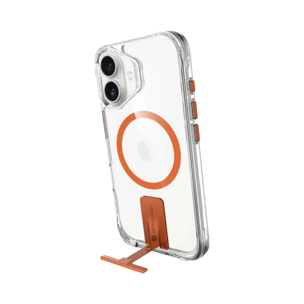 כיסוי ל-iPhone 17 בצבע שקוף-כתום דגם MiraKick מבית Miracase