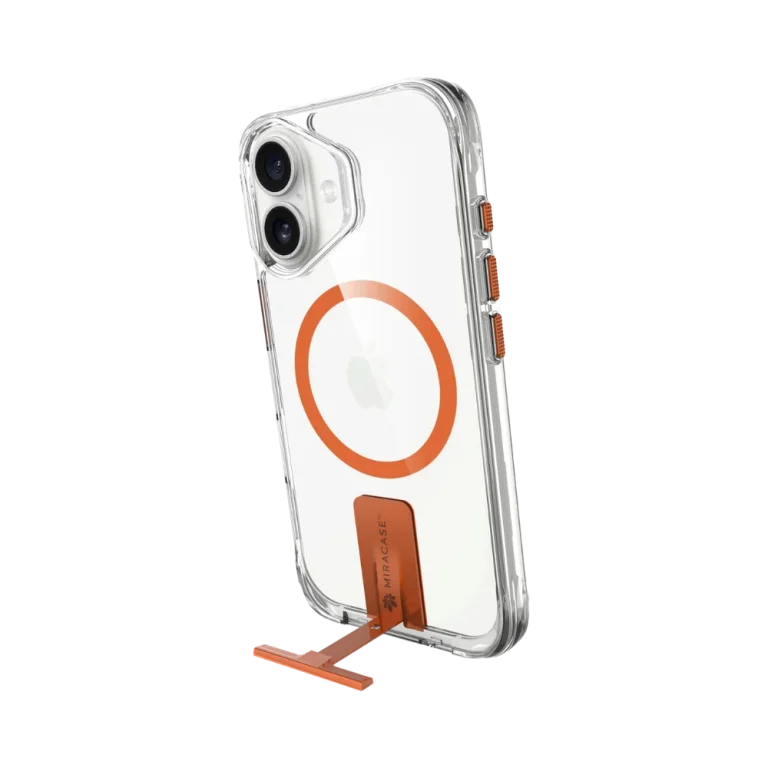 כיסוי ל-iPhone 17 בצבע שקוף-כתום דגם MiraKick מבית Miracase
