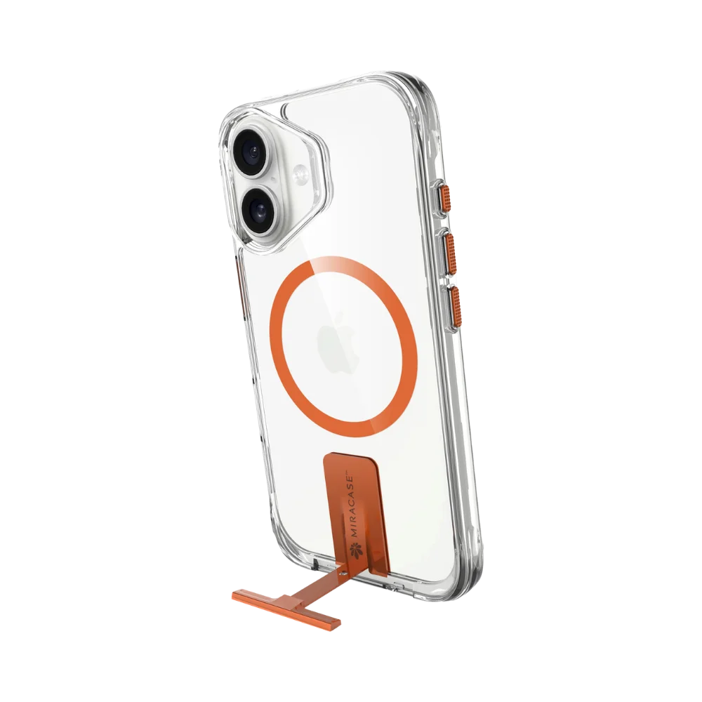 כיסוי ל-iPhone 17 בצבע שקוף-כתום דגם MiraKick מבית Miracase כיסוי ל-iPhone 17 בצבע שקוף-כתום דגם MiraKick מבית Miracase