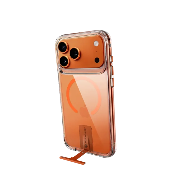כיסוי ל-iPhone 17 Pro בצבע שקוף-כתום דגם MIRAKick מבית Miracase
