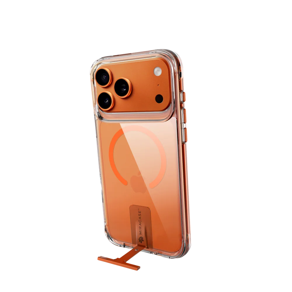 כיסוי ל-iPhone 17 Pro בצבע שקוף-כתום דגם MIRAKick מבית Miracase כיסוי ל-iPhone 17 Pro בצבע שקוף-כתום דגם MIRAKick מבית Miracase