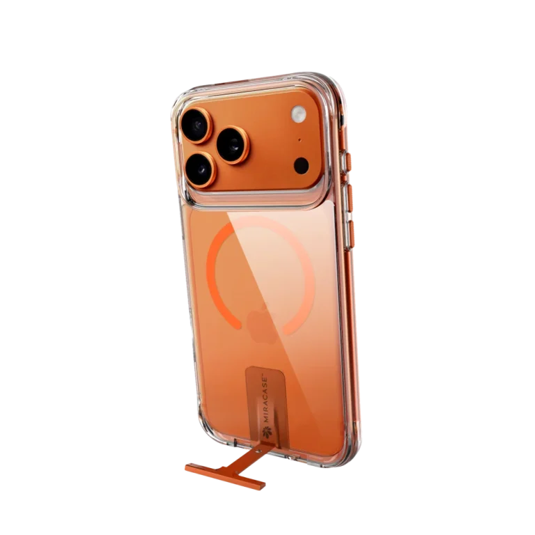 כיסוי ל-iPhone 17 Pro Max בצבע שקוף-כתום דגם MIRAKick מבית Miracase