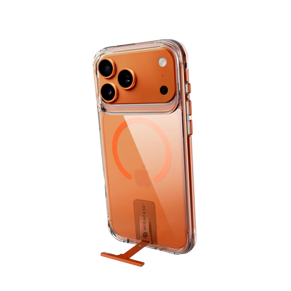 כיסוי ל-iPhone 17 Pro Max בצבע שקוף-כתום דגם MIRAKick מבית Miracase כיסוי ל-iPhone 17 Pro Max בצבע שקוף-כתום דגם MIRAKick מבית Miracase