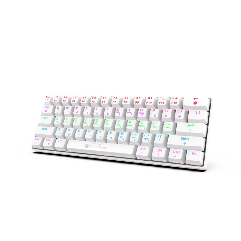 מקלדת מכנית חוטית לבנה MMCK100 עם תאורת RGB מבית Miracase