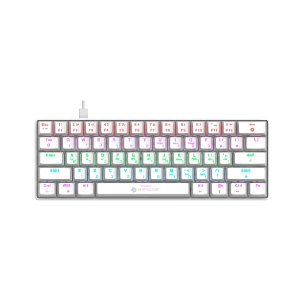 מקלדת מכנית חוטית לבנה MMCK100 עם תאורת RGB מבית Miracase