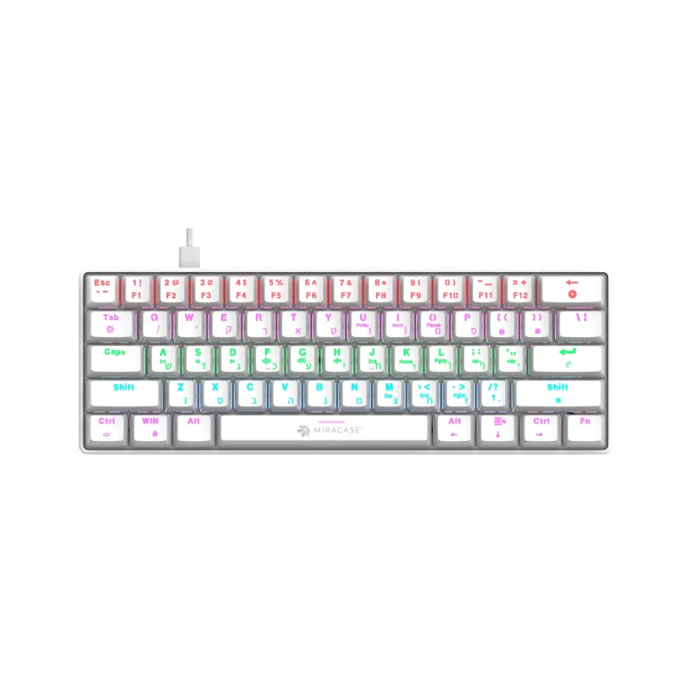 מקלדת מכנית חוטית לבנה MMCK100 עם תאורת RGB מבית Miracase