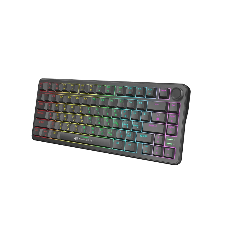 מקלדת מכנית חוטית  MMCK300 עם כפתור שליטה ותאורת RGB מבית Miracase