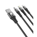 כבל סנכרון וטעינה 3 ב-1-USB to lightning, micro usb and type-c מבית SILVER LINE