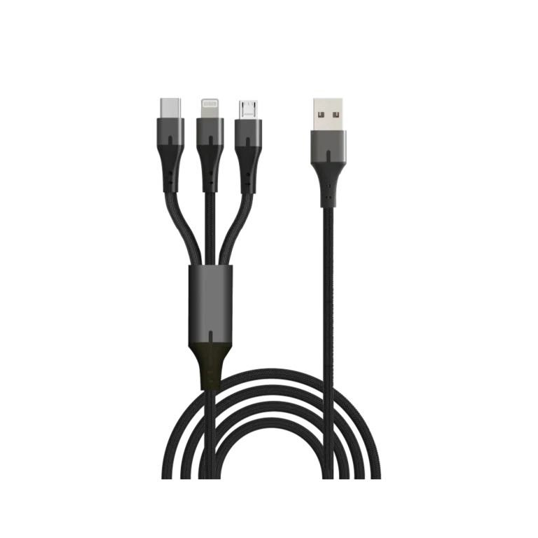 כבל סנכרון וטעינה 3 ב-1-USB to lightning, micro usb and type-c מבית SILVER LINE