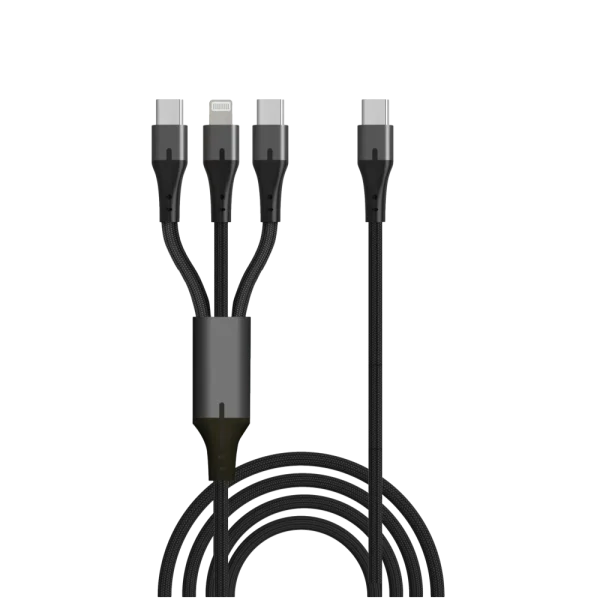 כבל סנכרון וטעינה 3 ב-1 Type-c to LIGHTNING and Type-c 2x