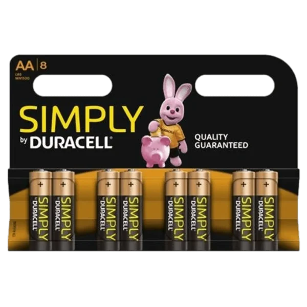 סט 8 סוללות DURACELL AA Simply