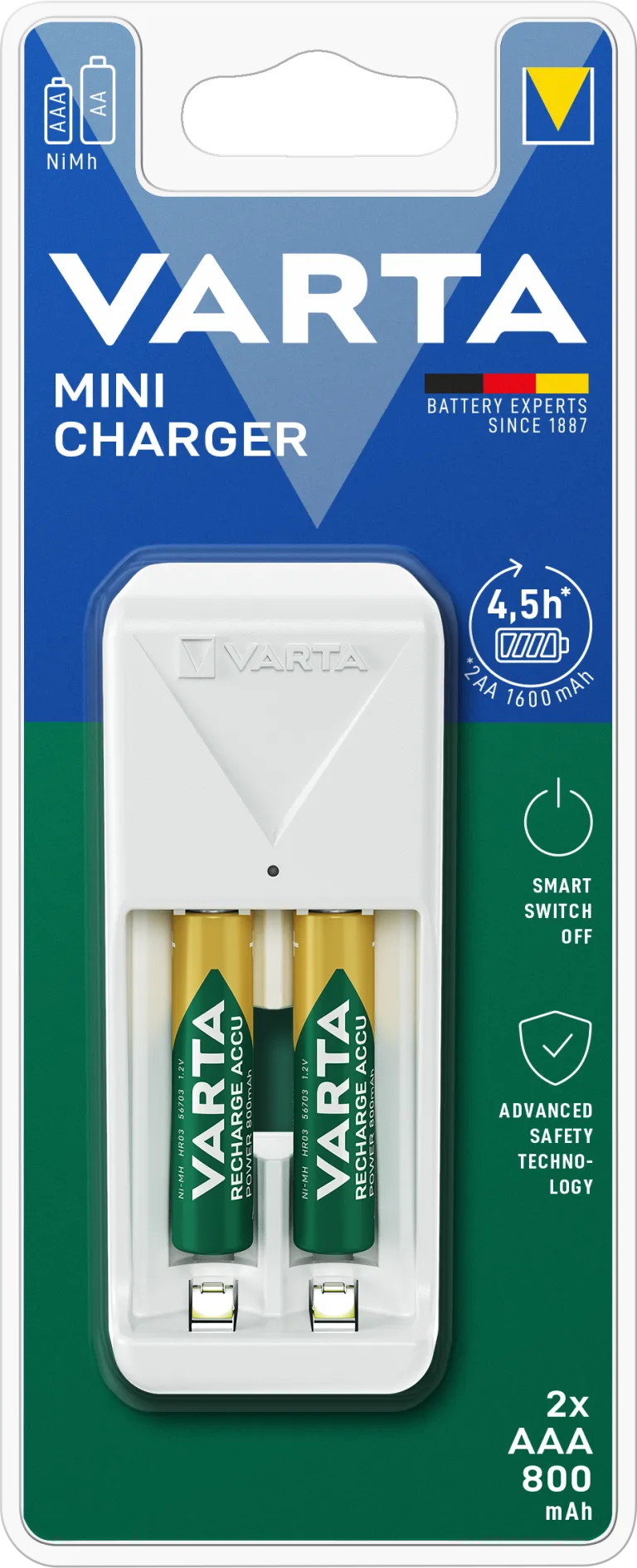 4/CARTON MINICHARGER 2XAAA 800MAH