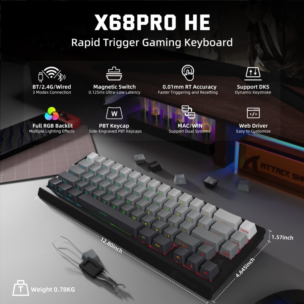 X68 PRO מבית ATTACK SHARK – תמונת מוצר 2