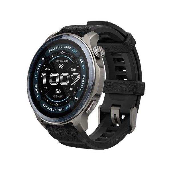 שעון חכם Amazfit דגם Balance 2 בצבע שחור, רצועה נוספת בצע אדום באריזה