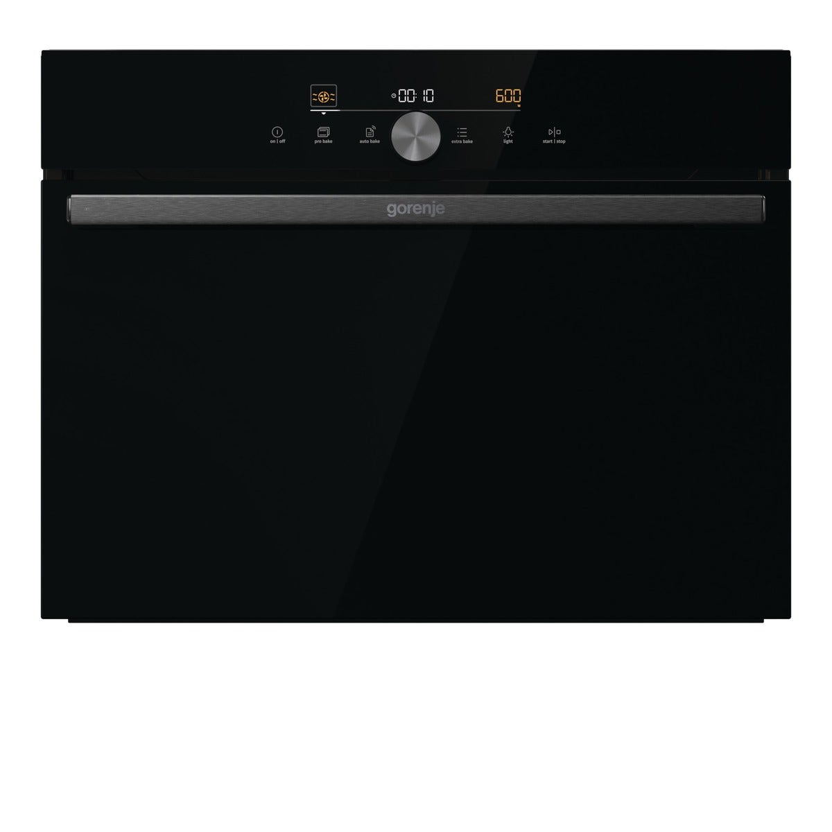 תנור בנוי משולב מיקרו gorenje בגימור זכוכית שחורה דגם BCM4547DG