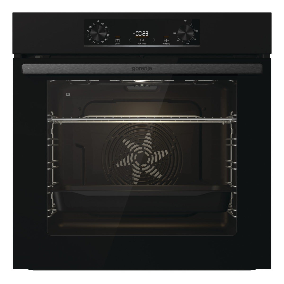 תנור בנוי gorenje בגימור נירוסטה שחורה דגם BPS6737E02B