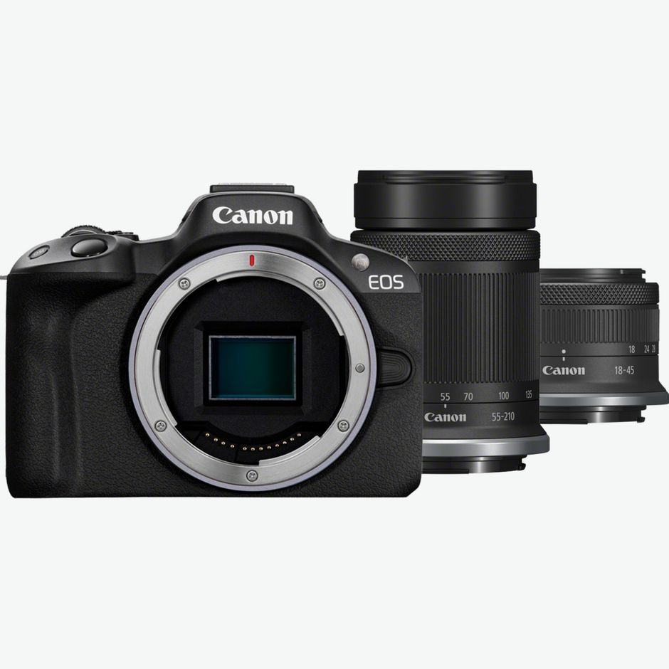 מצלמת מירורלס Canon R50 BK + RF-S 18-45+RF-S 55-210 S