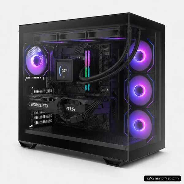 מחשב גיימינג Delta עם Intel Core i7-14700F, כרטיס מסך RTX 5070 וקירור נוזלי עם מסך LCD