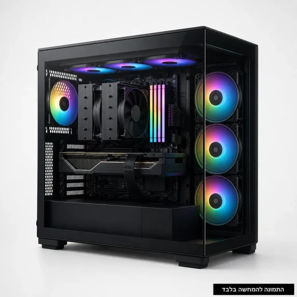 מחשב גיימינג Delta עם Ryzen 7 9800X3D וכרטיס RTX 5060 8GB במארז קריסטל - התמונה להמחשה בלבד