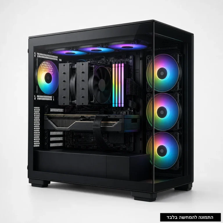 מחשב גיימינג Delta עם Ryzen 7 9800X3D וכרטיס RTX 5060 8GB במארז קריסטל - התמונה להמחשה בלבד