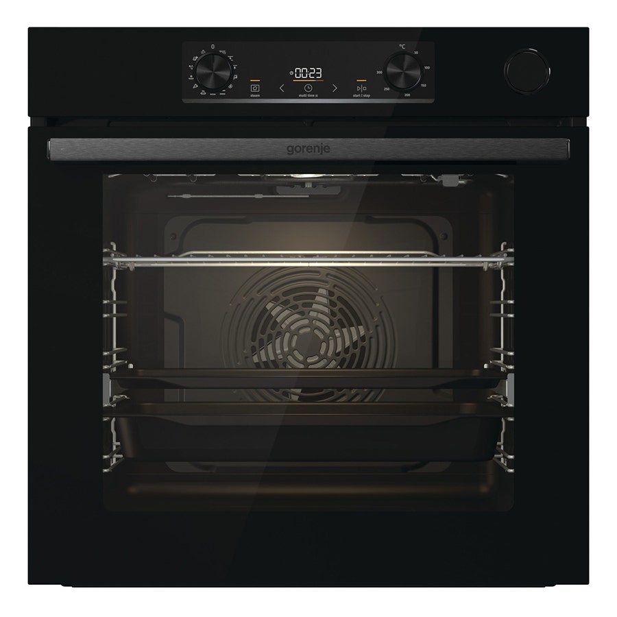 תנור בנוי gorenje בגימור זכוכית שחורה דגם OS84BG
