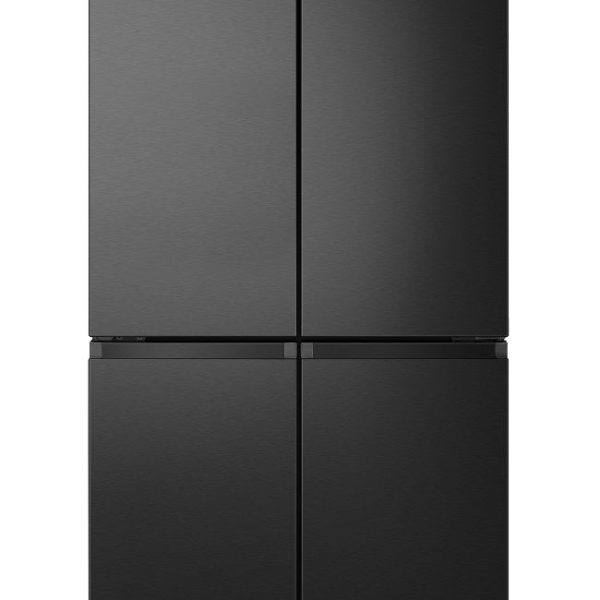 מקרר 4 דלתות Hisense מקפיא תחתון בנפח 609 ליטר נטו דגם RQ72-BK בצבע נירוסטה שחורה
