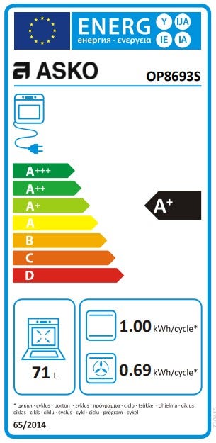 תנור בנוי פירוליטי בגימור נירוסטה 60 ס"מ ASKO דגם OP8693S - תמונה נוספת