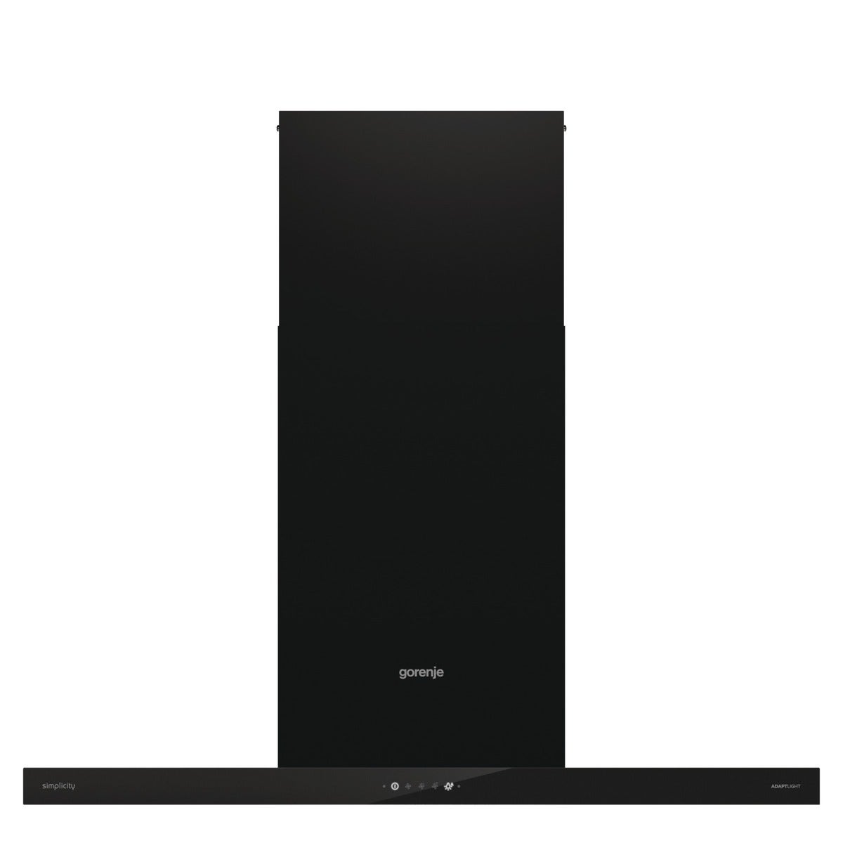 קולט אדים צמוד קיר gorenje זכוכית שחורה בשילוב נירוסטה שחורה דגם WHT9SYB