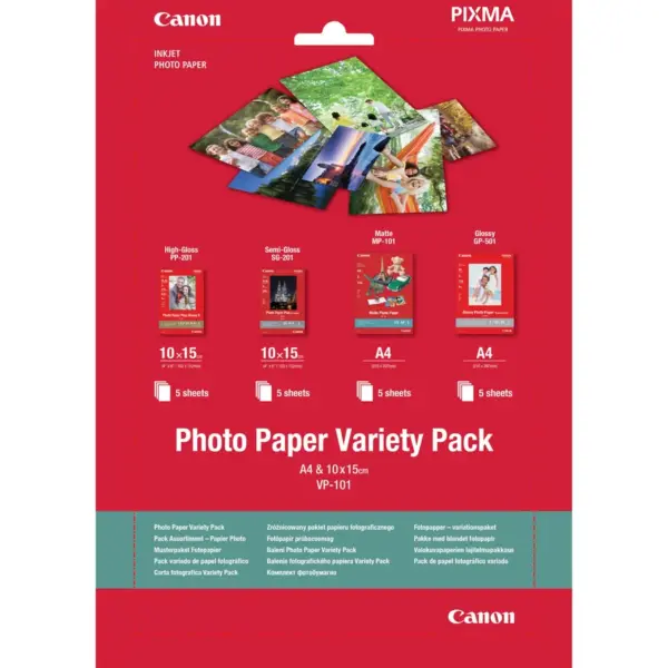 נייר צילום Canon IJ Photo Paper Variety Pack A4&4x6VP-101 – תמונה 1