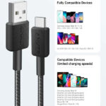 כבל 0.9 מטר Anker 322 USB-A to USB-C בצבע שחור