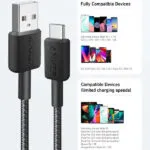 כבל 0.9 מטר Anker 322 USB-A to USB-C בצבע שחור