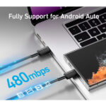 כבל 0.9 מטר Anker 322 USB-C to USB-C בצבע שחור