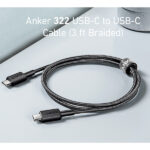 כבל 0.9 מטר Anker 322 USB-C to USB-C בצבע שחור