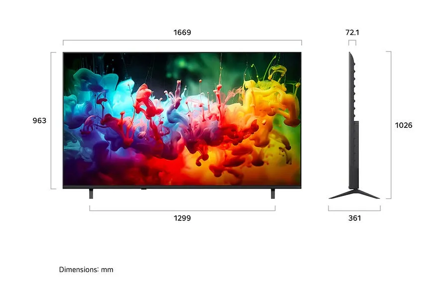 טלוויזיה "75 חכמה LG QNED MiniLED AI ברזולוציית 4K דגם: 75QNED70B6T - תמונה נוספת