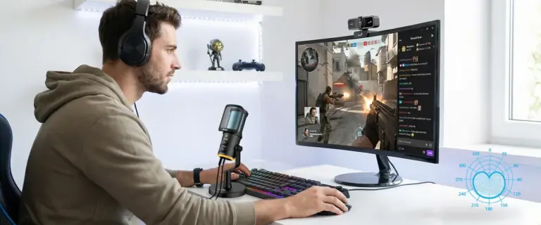 מיקרופון גיימינג לסטריימינג כולל תאורת RGB חיבור USB A/C , הפחתת רעשים