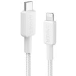 כבל 0.9 מטר Anker 322 USB-C to Lightning בצבע לבן