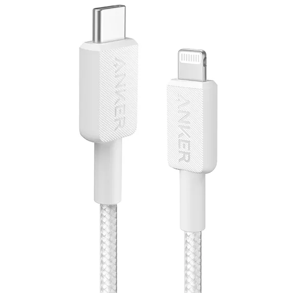 כבל 0.9 מטר Anker 322 USB-C to Lightning בצבע לבן