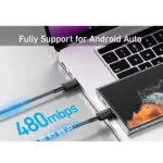 כבל 1.8 מטר Anker 322 USB-C to USB-C בצבע שחור