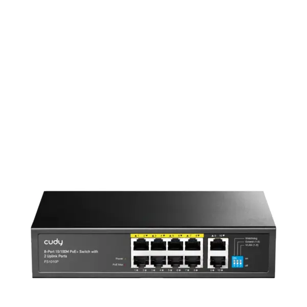 מתג רשת Cudy FS1010P-IL – 8-Port 10/100M PoE+ Switch with 2 Uplink Ports, FS1010P 4.0 / FS1010P 4.1